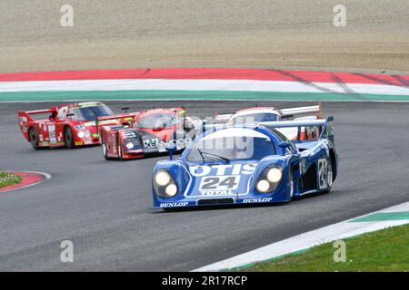 Scarperien, 2. April 2023: Rondeau M382. Jahr 1982 Ex Henri Pescarolo in Aktion während Mugello Classic 2023 auf dem Mugello Circuit in Italien. Stockfoto