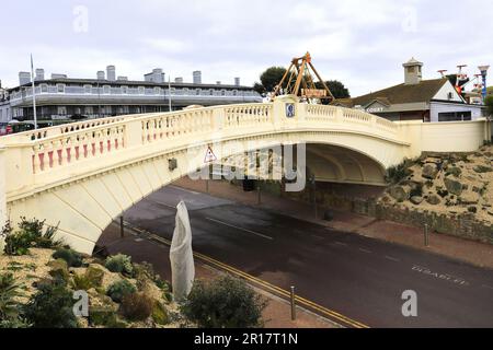 Die Venetian Bridge an der Promenade in Clacton-on-Sea, Essex, England, Großbritannien Stockfoto