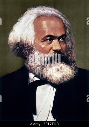 Porträt von Karl Marx - Chromolithographie 20eme Siecle Stockfoto
