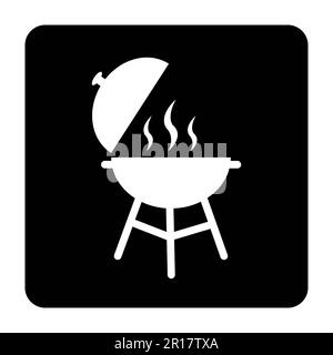Barbecue-Symbol, Grill-Symbol, BBQ-Vektor-Illustration isoliert auf schwarzem Hintergrund Stockfoto