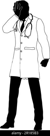 Doktor Man Medical Silhouette Healthcare Person Stock Vektor