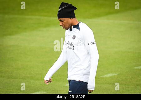 Saint Germain En Laye, Frankreich. 12. Mai 2023. Kylian MBAPPE von PSG während der Ausbildung des Pariser Saint-Germain-Teams am 12. Mai 2023 im Camp des Loges in Saint-Germain-en-Laye bei Paris, Frankreich - Photo Matthieu Mirville/DPPI Credit: DPPI Media/Alamy Live News Stockfoto