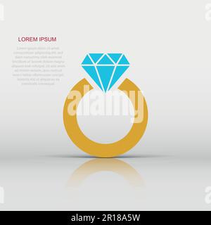 Ring mit Diamant vektor Icon im flachen Stil. Gold Schmuck Ring Abbildung auf weißem Hintergrund isoliert. Engagement Geschäftskonzept. Stock Vektor
