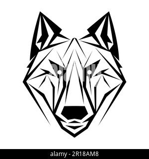 Wolf Logo-Design. Abstrakter Wolfskopf aus schwarzem Polygon. Ruhiges Wolfsgesicht. Vektordarstellung Stock Vektor