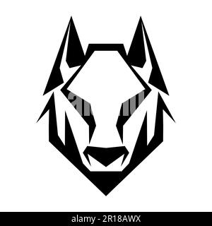 Wolf Logo-Design. Abstrakter Wolfskopf aus schwarzem Polygon. Ruhiges Wolfsgesicht. Vektordarstellung Stock Vektor