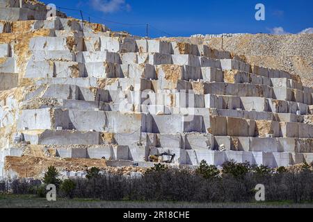Kalkstein, Marmorsteinbruch in der westlichen Türkei, Marmor, Steinbruch Stockfoto