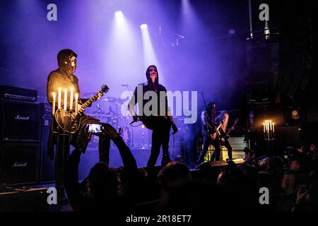 Oslo, Norwegen. 06., 2023. April. Die norwegische Black Metal Band Djevel führt während des norwegischen Metal Festivals Inferno Metal Festival 2023 in Oslo ein Live-Konzert in Rockefeller auf. (Foto: Gonzales Photo - Terje Dokken). Stockfoto