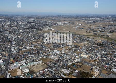 Shingashi Station Luftaufnahme von der Südseite in Richtung Norden Stockfoto