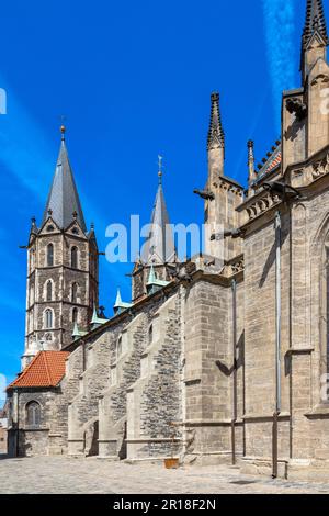 Kostel a zvonice sv. Bartloměje (Petr Parléř, gotika, národní kulturní památka), Kolín, Středočeský kraj, Česká republika / gotische st. Bartholomew c Stockfoto