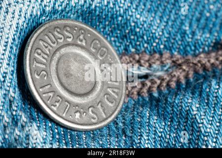 Levi's Jeans knöpfte Nahaufnahme Stockfoto