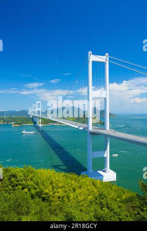 Shimanami Kaido Kurushima-Brücke Stockfoto