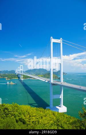 Shimanami Kaido Kurushima-Brücke Stockfoto