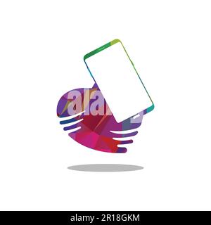 Smartphone-Logo. Bewegliche Vektordarstellung mit Herz. Stock Vektor