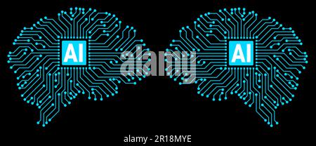 Das Konzept der künstlichen Intelligenz. Gehirnmensch mit künstlicher Intelligenz. Stockfoto