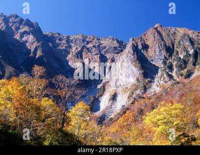 Mt. Tanigawa und Ichinokurasawa im Herbst Stockfoto