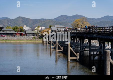 Togetsu-kyo-Brücke Togetsukyo in Arashiyama, Kyoto, Japan. Stockfoto