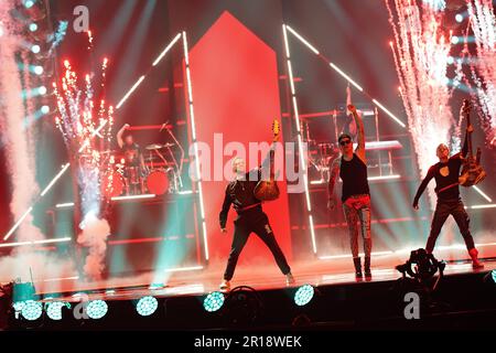 Der deutsche Kandidat Lord of the Lost während der Generalprobe für das Finale des Eurovision Song Contest in der M&S Bank Arena in Liverpool. Foto: Freitag, 12. Mai 2023. Stockfoto