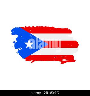 Flagge von Puerto Rico isoliert auf weiß. Puerto-Ricanischer Tag. Vektorvorlage für Typografie-Poster, Banner, Grußkarten, Flyer usw. Stock Vektor