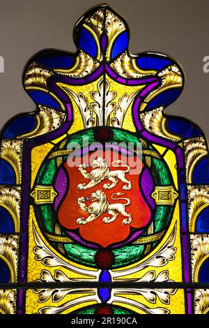 Shields of Arms, 1829, entworfen von David Evans, das Buntglasmuseum, Ely Cathedral, Ely, Cambridgeshire, England Stockfoto