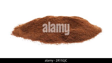 Ein Haufen aromatischer Instantkaffee, isoliert auf Weiß Stockfoto