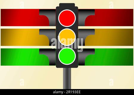 Ampel auf weißem Hintergrund isoliert, 3D-Rendering Stockfoto