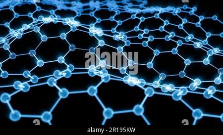 Glühende sechseckige Struktur, 3D-Rendering. Digitale Zeichnung. Stockfoto