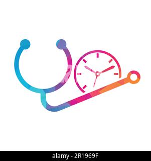 Designvorlage für medizinisches Zeitvektor-Logo. Logo-Konzept für Gesundheit und Medizin oder Apotheke. Stock Vektor