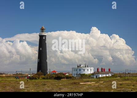 Der Alte Leuchtturm Dungeness. Stockfoto