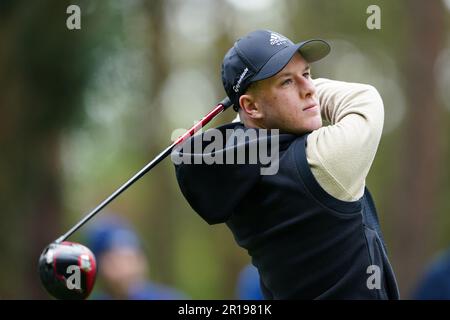 Brendan Lawlor Tees der 1. an Tag 3 der G4D Open im Woburn Golf Club, Milton Keynes. Foto: Freitag, 12. Mai 2023. Stockfoto