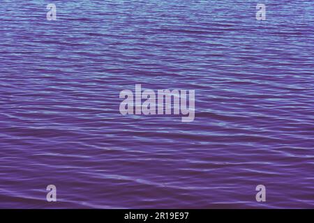 Blau-lila Wasser in welligen Wellen mit glatter Oberfläche wirkt auf einem See oder Meer von Ruhe und Stille. Diese Szene ist friedlich und scheint nie zu enden. Stockfoto