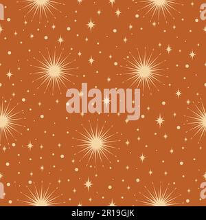 Handgezeichnete Vektor-Ästhetik-Illustrationen des Nachthimmels nahtloses Muster. Stock Vektor