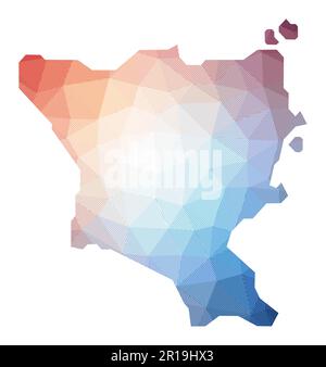 Karte von Green Island, Taiwan. Niedrige Poly-Illustration der Insel. Geometrisches Design mit Streifen. Technologie, Internet, Netzwerkkonzept. Stock Vektor