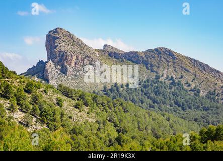 Die zerklüftete Halbinsel Formentor vom Wanderweg zur Na Blanca im Tramuntana-Gebirge Mallorcas, Spanien Stockfoto