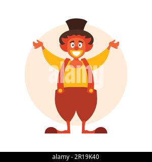 Lustiger Cartoon-Clown mit erhobenen Händen. Vektordarstellung in flacher Form Stock Vektor
