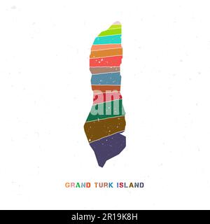 Grand Turk Island Kartendesign. Form der Insel mit wunderschönen geometrischen Wellen und Grunge-Textur. Authentische Vektordarstellung. Stock Vektor