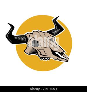 Schädel eines Bullen. Vektordarstellung auf weißem Hintergrund. Stock Vektor