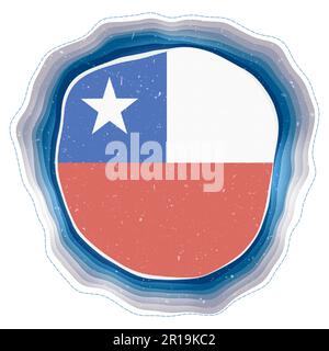 Chile-Flagge im Rahmen. Dienstmarke des Landes. Geschichtetes kreisförmiges Schild um die chilenische Flagge. Wunderschöne Vektordarstellung. Stock Vektor