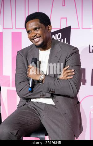 Mailand, Italien - 12 2023. Mai - Samuel Eto'o Gast in einer Talkshow der Mailänder Fußballwoche, die von La Gazzetta dello Sport Credit: Kines Milano/Alamy Live News ausgerichtet wird Stockfoto