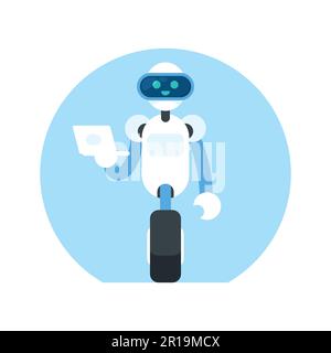 Flaches Robotersymbol. Vektordarstellung eines Roboters auf weißem Hintergrund. Stock Vektor