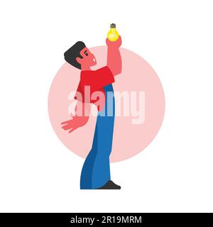 Ein Mann mit einer Glühbirne. Stock Vektor