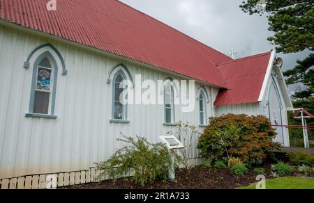 Kerikeri neuseeland - 3 2011. März; Alt - historische kleine weiße Holzkirche Stockfoto