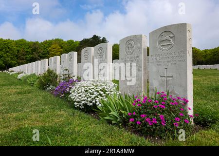 Etaples, Frankreich - 10. Mai 2023: Militärfriedhof - WO I en WOII in Etaples Stockfoto