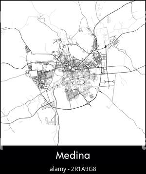 Stadtplan Asien Saudi-Arabien Medina Vektordarstellung Stock Vektor