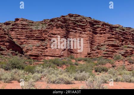 Die atemberaubende rötliche Landschaft des Ischigualasto Provincial Park in der Provinz San Juan, Argentinien, reist durch Südamerika Stockfoto