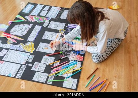 Wissenschaftsprojekt der 5. Klasse Stockfoto