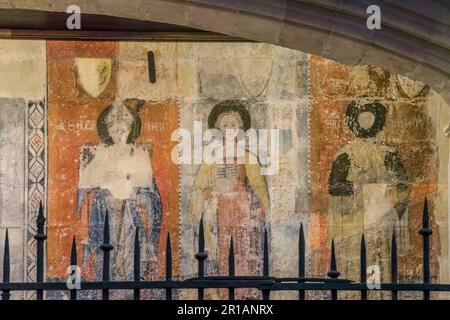 Frische Farbe in der Kapelle von St. Lucia, der Basilika Metropolitan und Primata von Santa Tecla von Tarragona, Katalonien, Spanien, Europa. Stockfoto