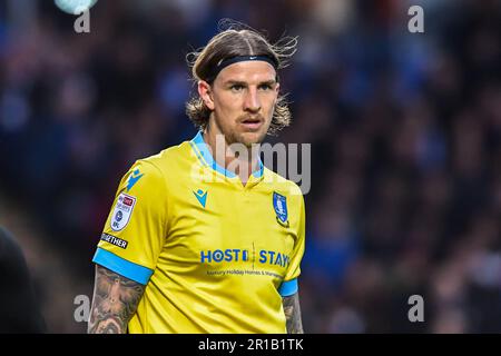 Peterborough, Großbritannien. 12. Mai 2023 Aden Flint (44 Sheffield Wednesday) während der Sky Bet League 1 spielen Sie am Freitag, den 12. Mai 2023, die Halbfinale 1. zwischen Peterborough und Sheffield am Mittwoch in der London Road, Peterborough, ab. (Foto: Kevin Hodgson | MI News) Guthaben: MI News & Sport /Alamy Live News Stockfoto