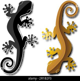 Eidechsengecko-Silhouette im Cartoon-Stil. Vektor-Tamplate für Logo oder tatoo auf transparentem Hintergrund Stock Vektor