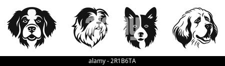 Sammlung süßer Hunde. Hundelogo, Symbol. Vektordarstellung isoliert auf weißem Hintergrund Stock Vektor
