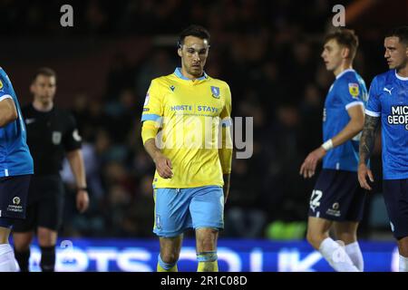Peterborough, Großbritannien. 12. Mai 2023. Lee Gregory (SW) im Peterborough United gegen Sheffield Wednesday EFL League One Play-off 1.-Legs-Match im Weston Homes Stadium, Peterborough, Cambridgeshire. Kredit: Paul Marriott/Alamy Live News Stockfoto
